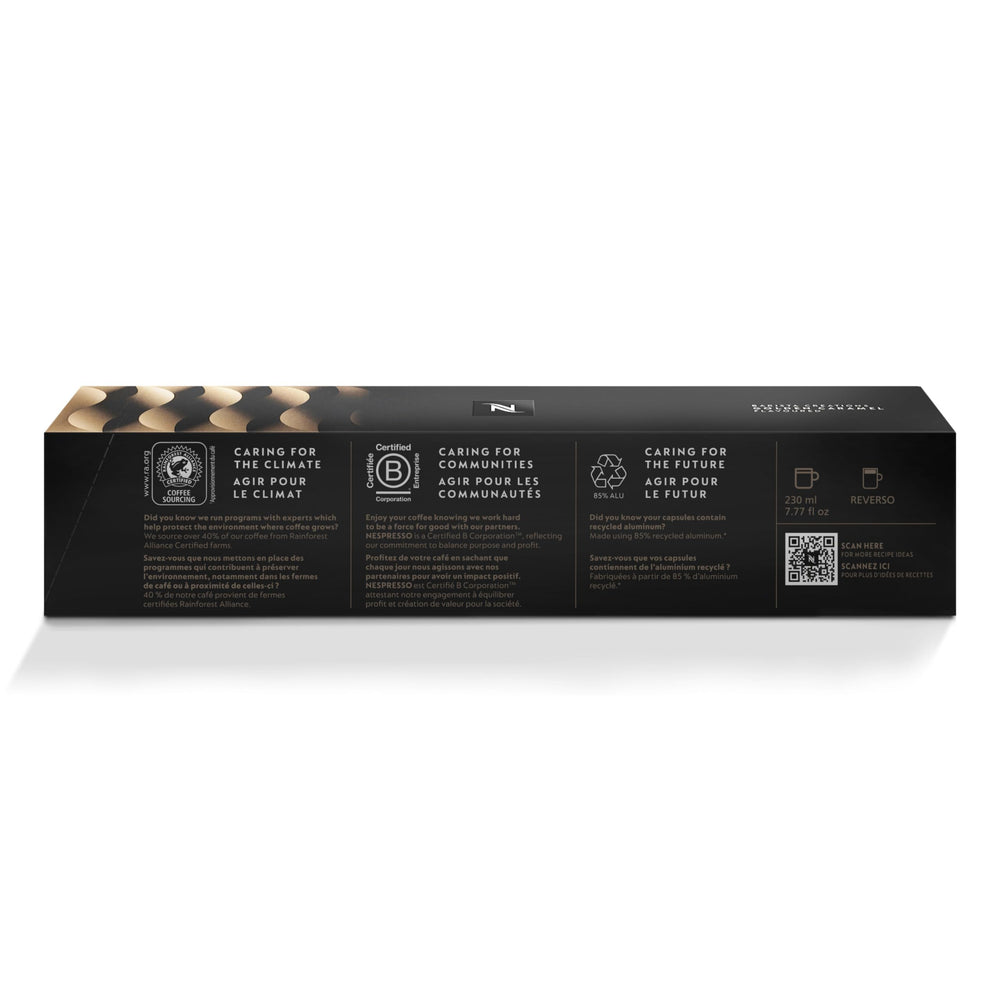 Nespresso Golden Caramel on a bright kitchen counter, inviting moment.