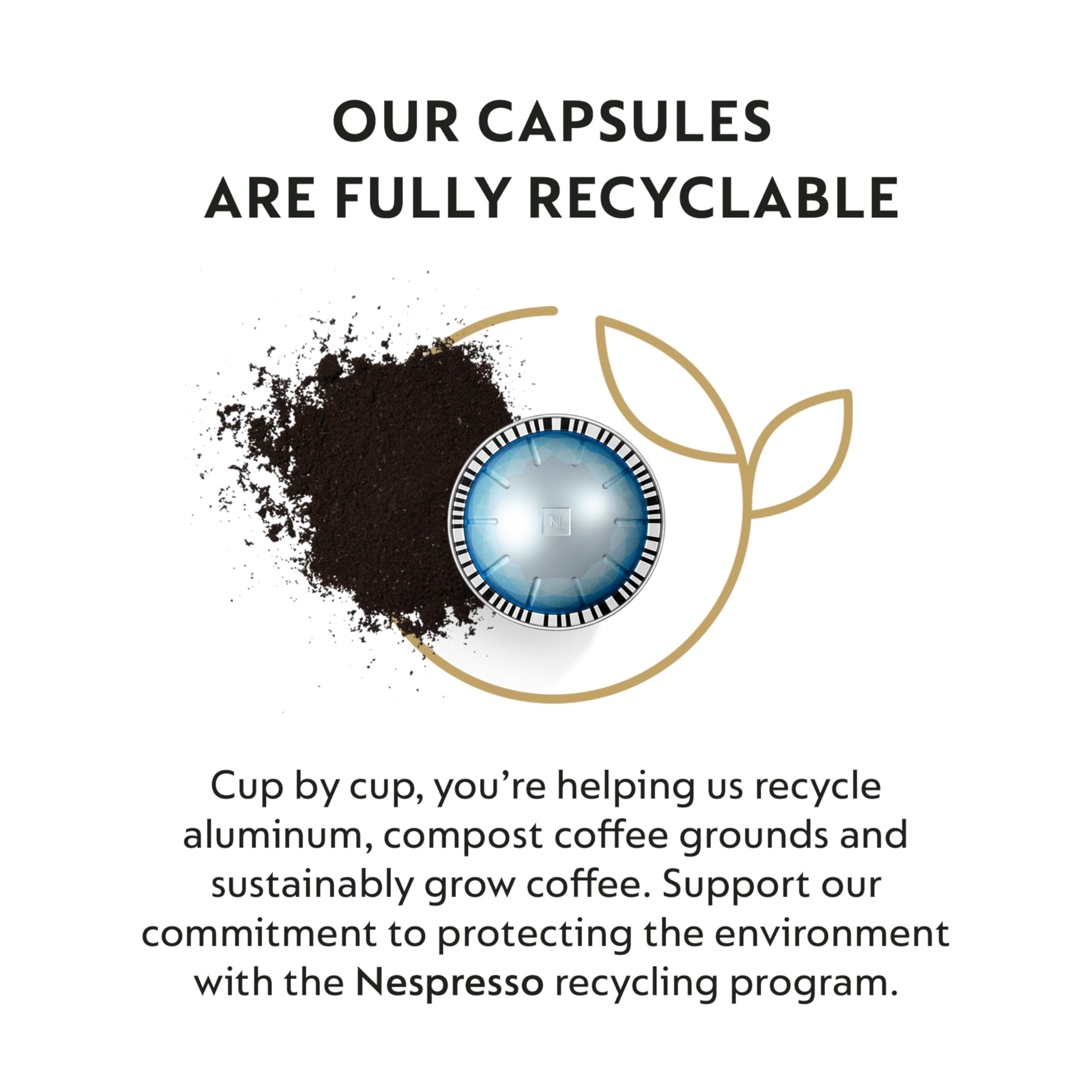 Nespresso Vertuo Ice Forte aluminum capsules emphasizing freshness and recyclability