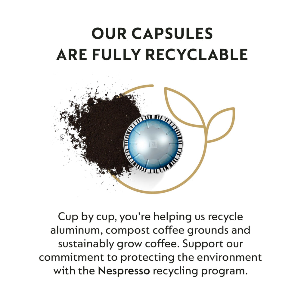 Nespresso Vertuo Ice Forte aluminum capsules emphasizing freshness and recyclability
