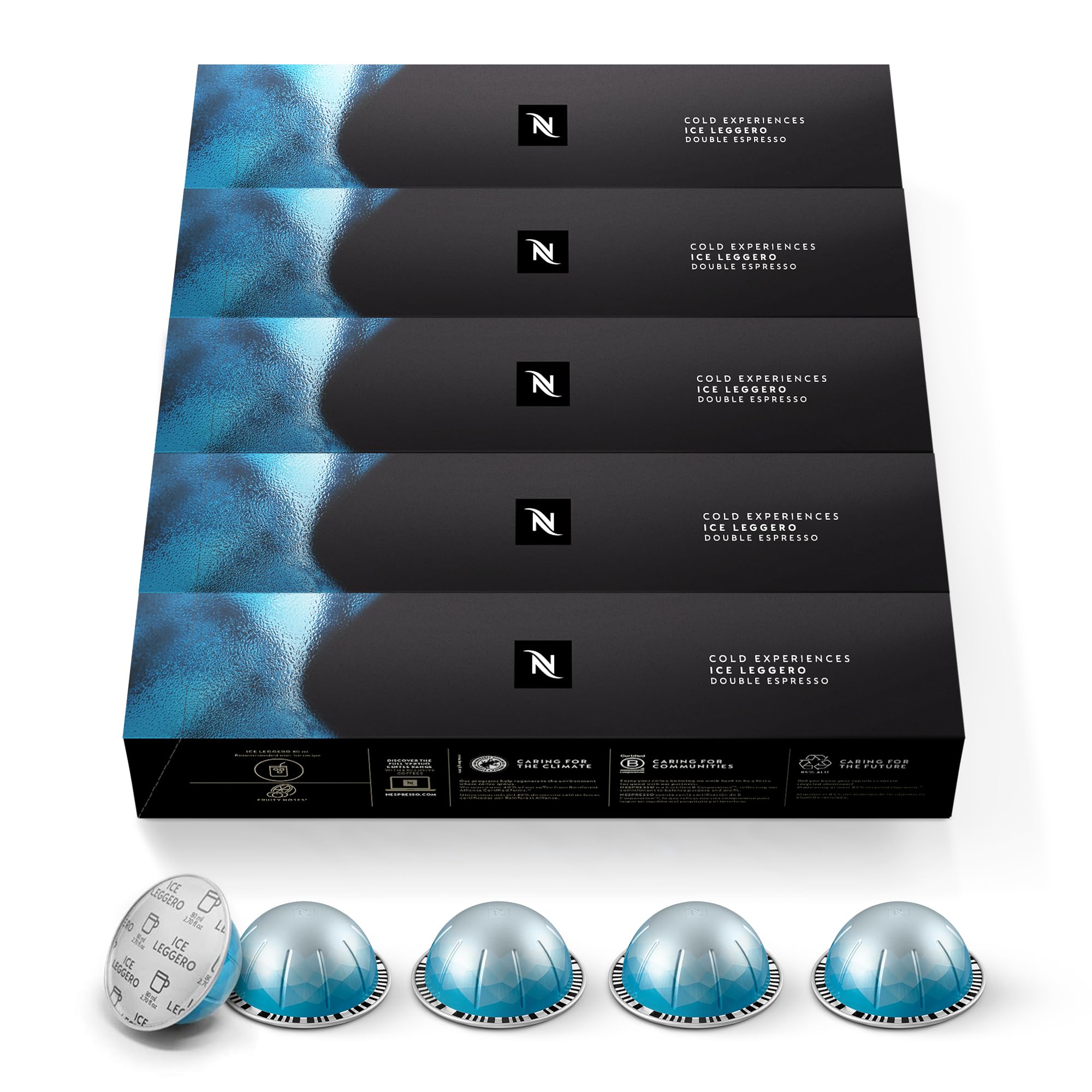 Nespresso Vertuo Ice Leggero capsules ready for iced espresso.