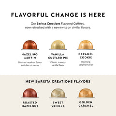 Nespresso Vertuo roasted hazelnut capsule on saucer, inviting aroma for morning rituals.