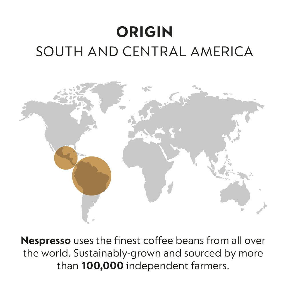 Nespresso Vertuo capsule stack highlights compact packaging and sustainable convenience.