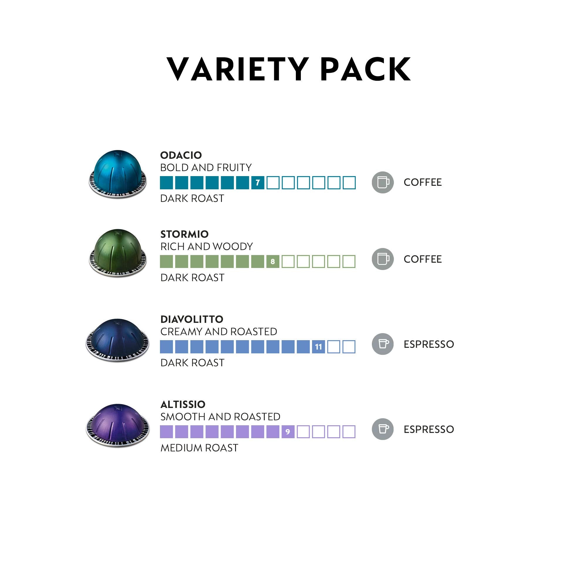 Nespresso Vertuo Stormio pods offer a rich, strong blend for an afternoon pick-me-up.