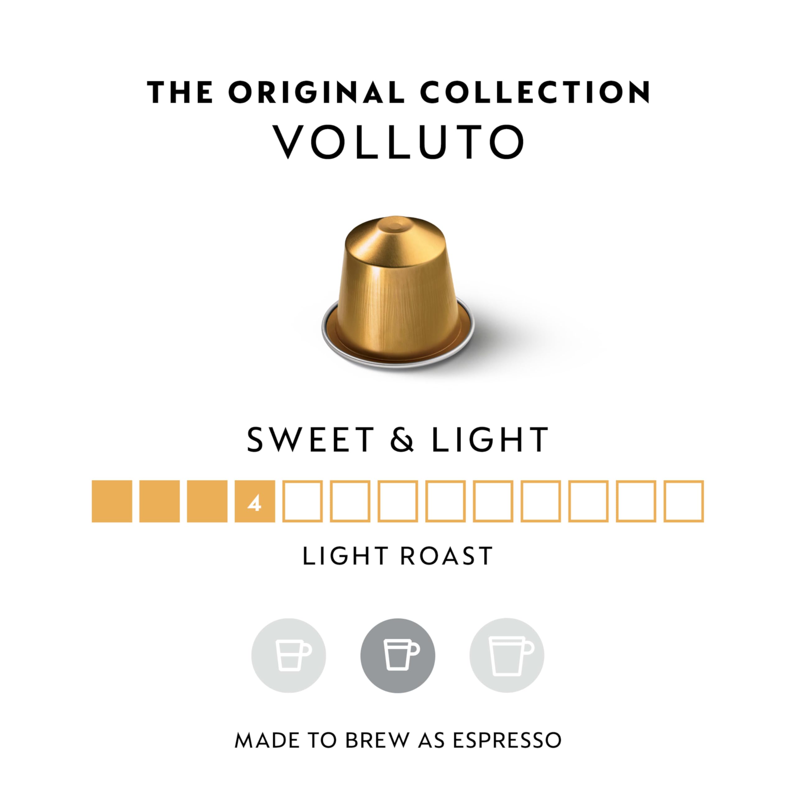 Close up of Volluto aroma notes highlighting biscuit sweetness and fruit brightness.