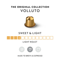 Close up of Volluto aroma notes highlighting biscuit sweetness and fruit brightness.