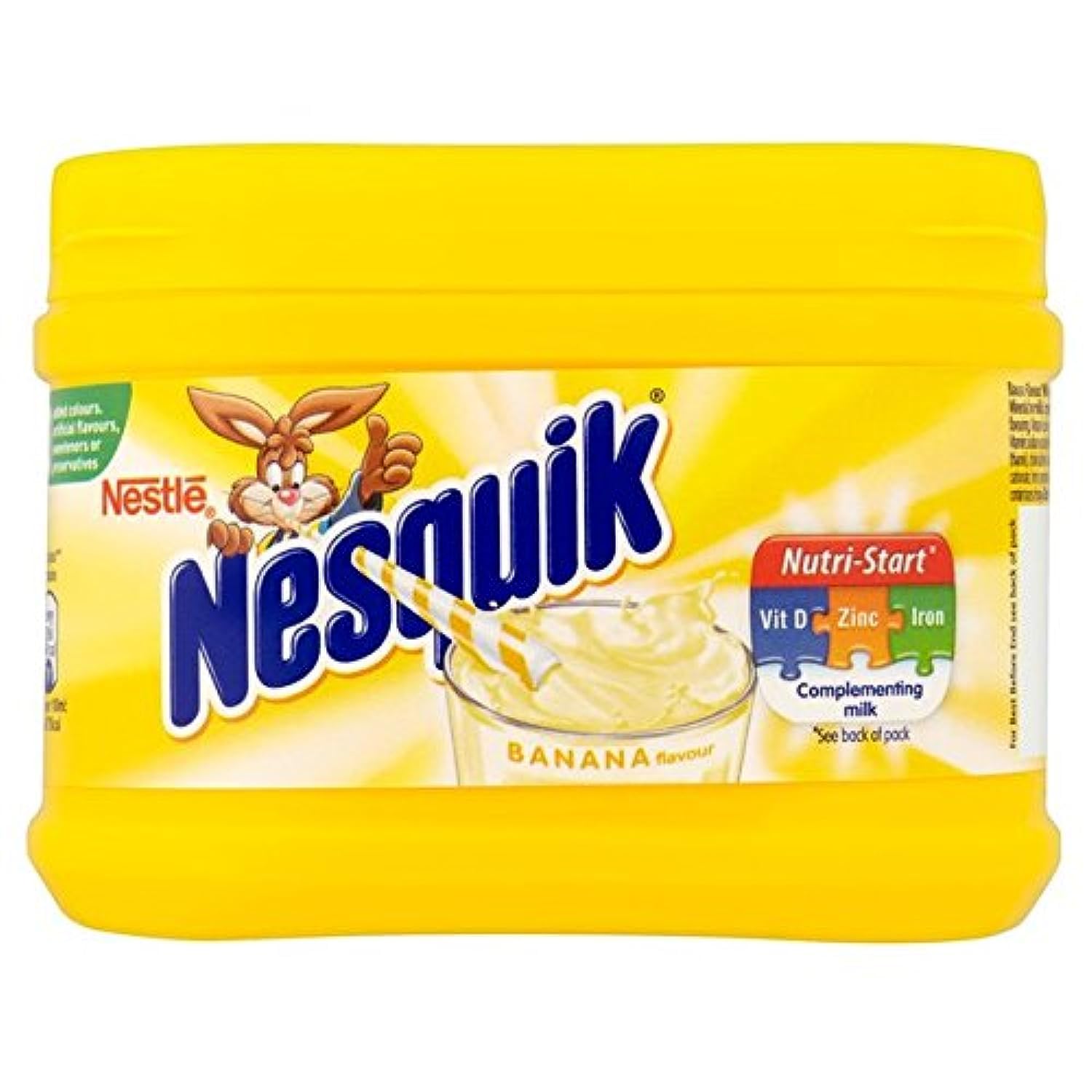 Nesquik Banana Flavour 300g packshot showing easy-to-measure powder for quick drinks.