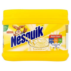 Nesquik Banana Flavour 300g packshot showing easy-to-measure powder for quick drinks.
