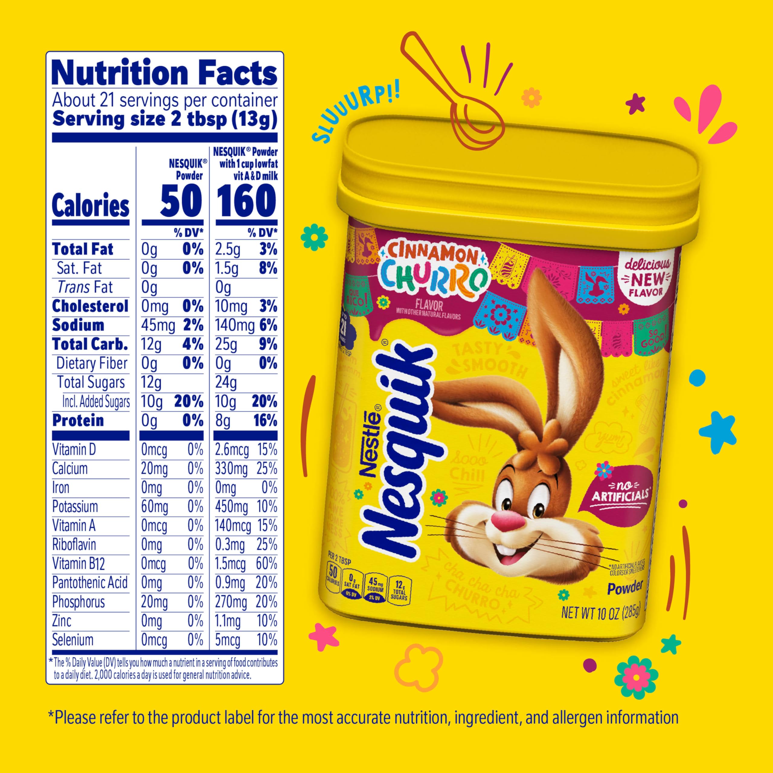Glass of Nesquik Cinnamon Churro milk for quick breakfast
