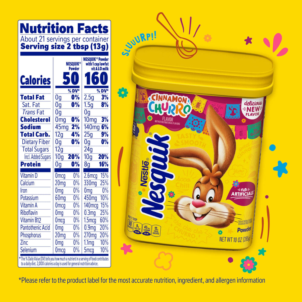 Glass of Nesquik Cinnamon Churro milk for quick breakfast
