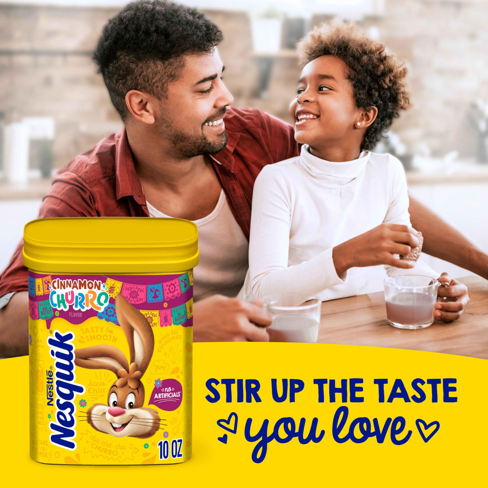 Cereal and drink pairing idea with Nesquik Cinnamon Churro flavor