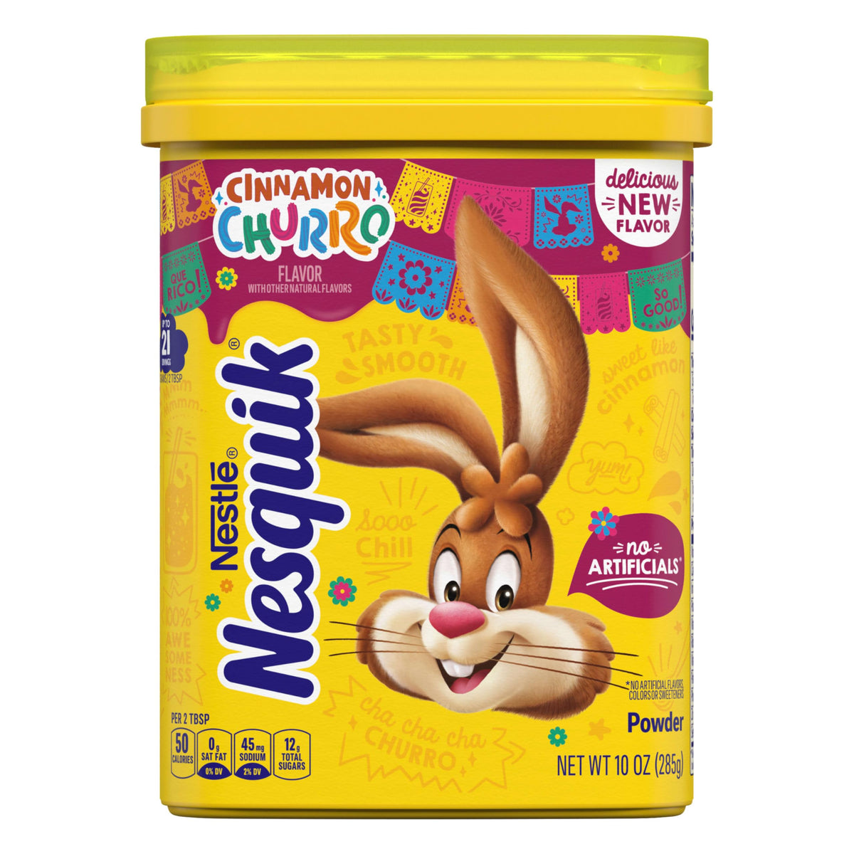 Nesquik Cinnamon Churro powder bottle ready for cinnamon milk
