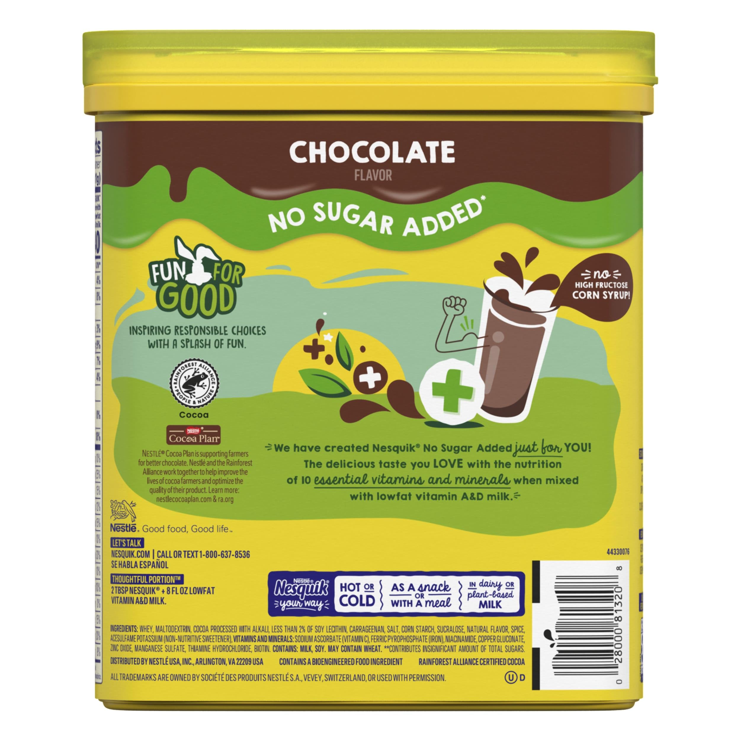 Nesquik No Sugar Added mixed into a cold shake for a vitamin boost.