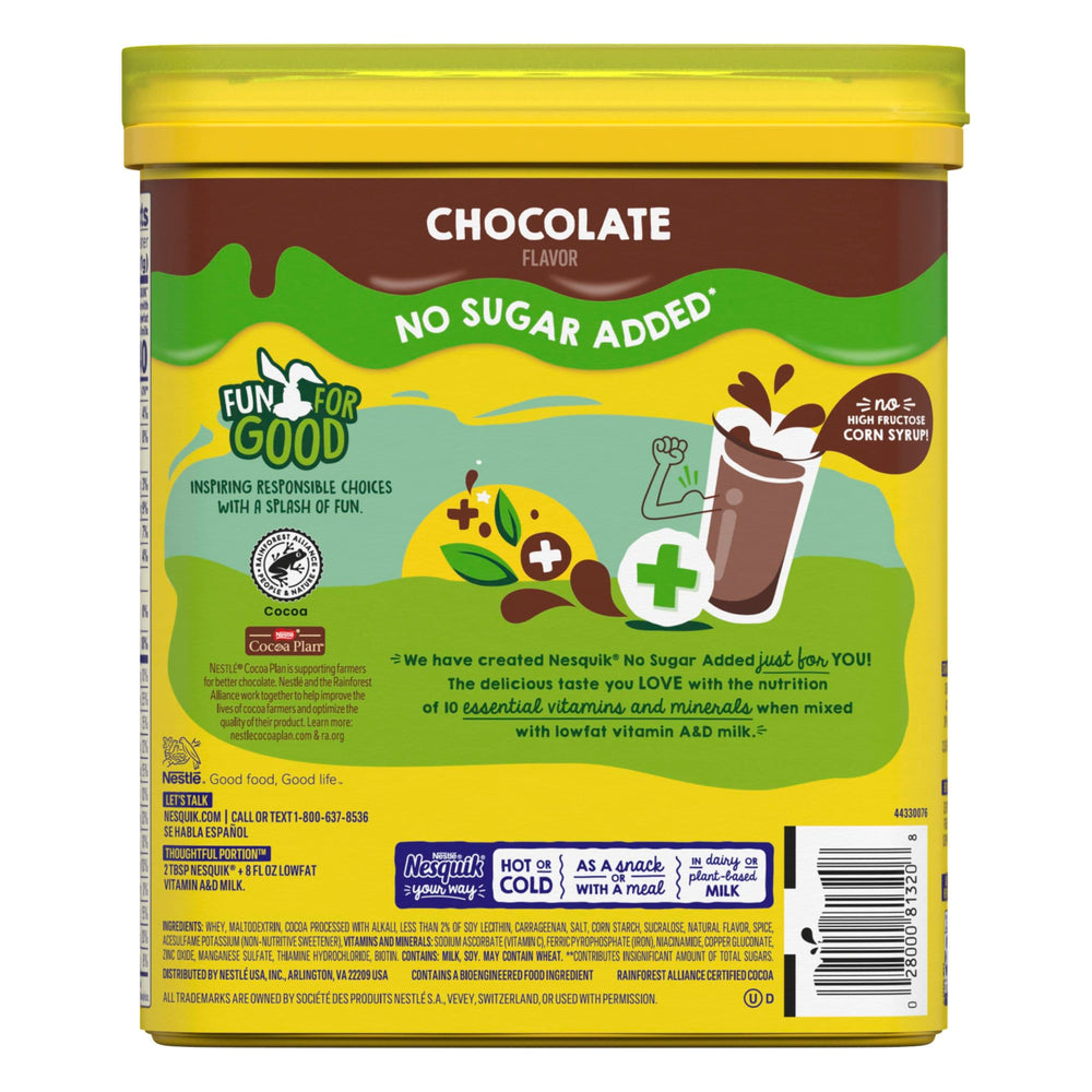 Nesquik No Sugar Added mixed into a cold shake for a vitamin boost.