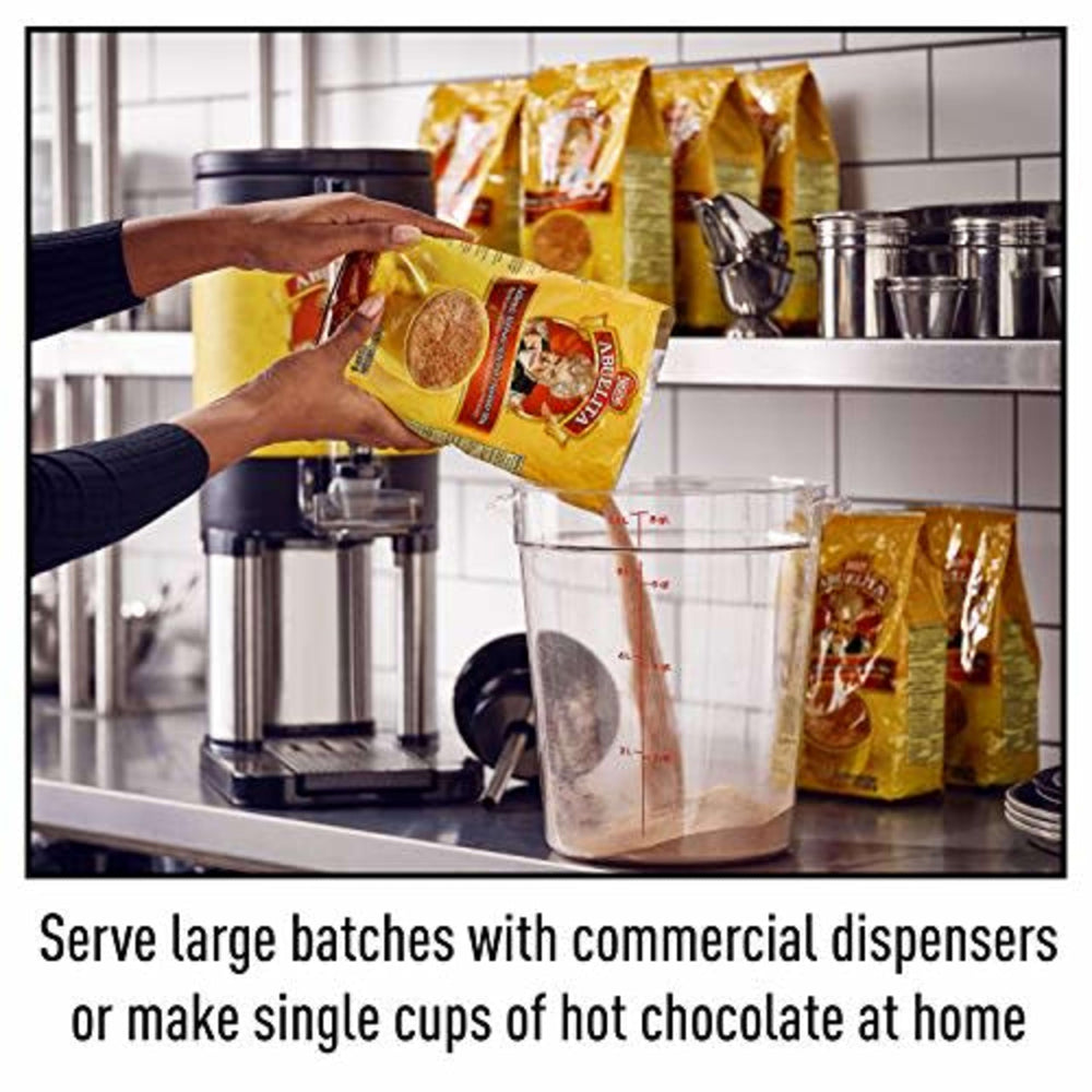 Cafeteria beverage station featuring Abuelita hot chocolate