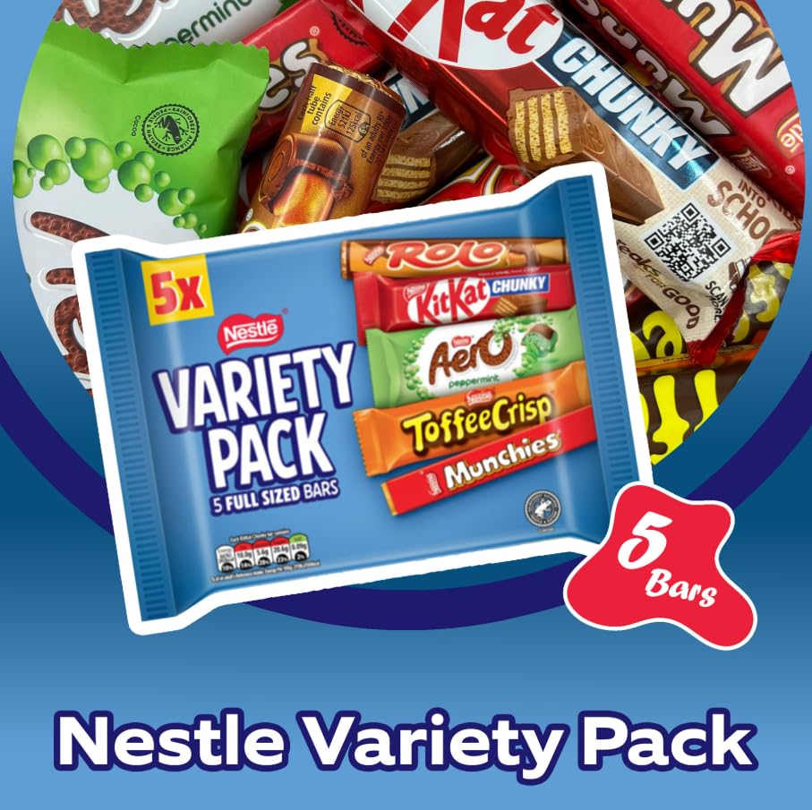 Nestle British chocolate variety pack Rolos close-up, premium caramel-filled treats for snacking.