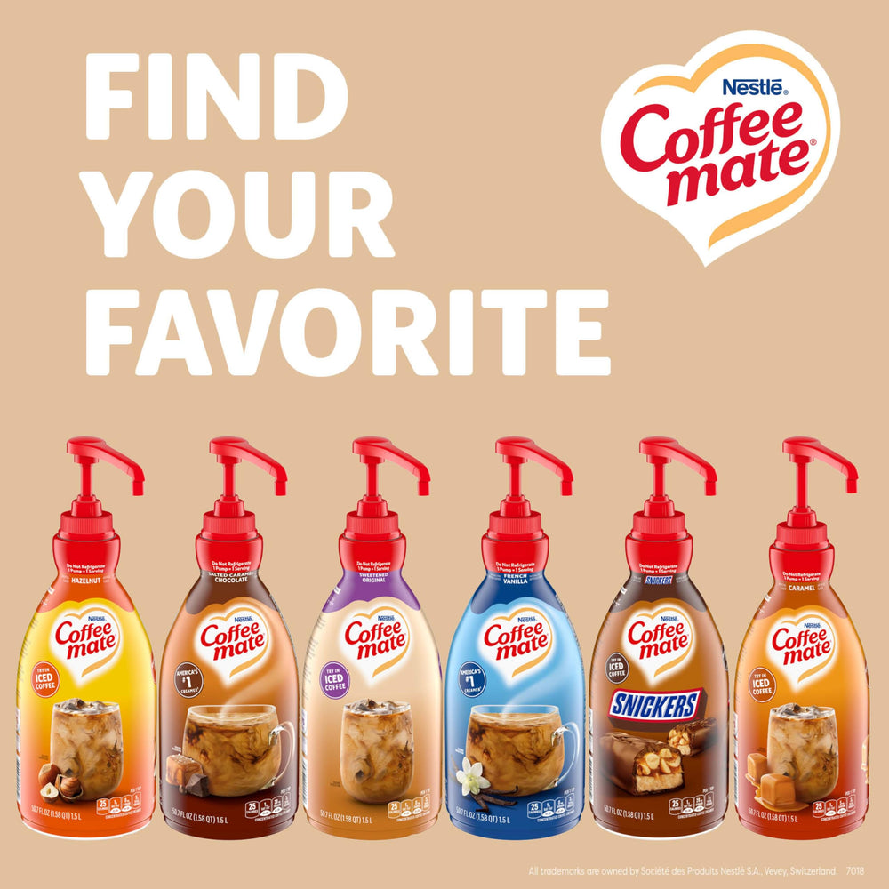 Coffee Mate on a kitchen counter beside a coffee setup, convenient for guests