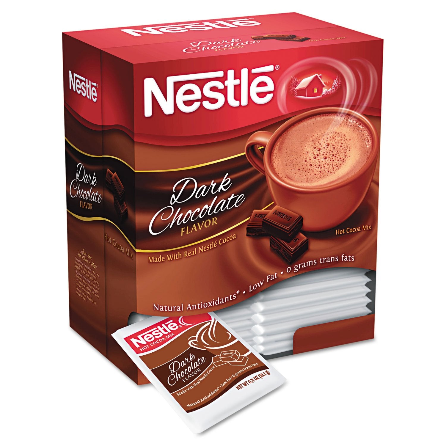 Nestlé dark chocolate hot cocoa single-serving packs for quick, comforting moments.