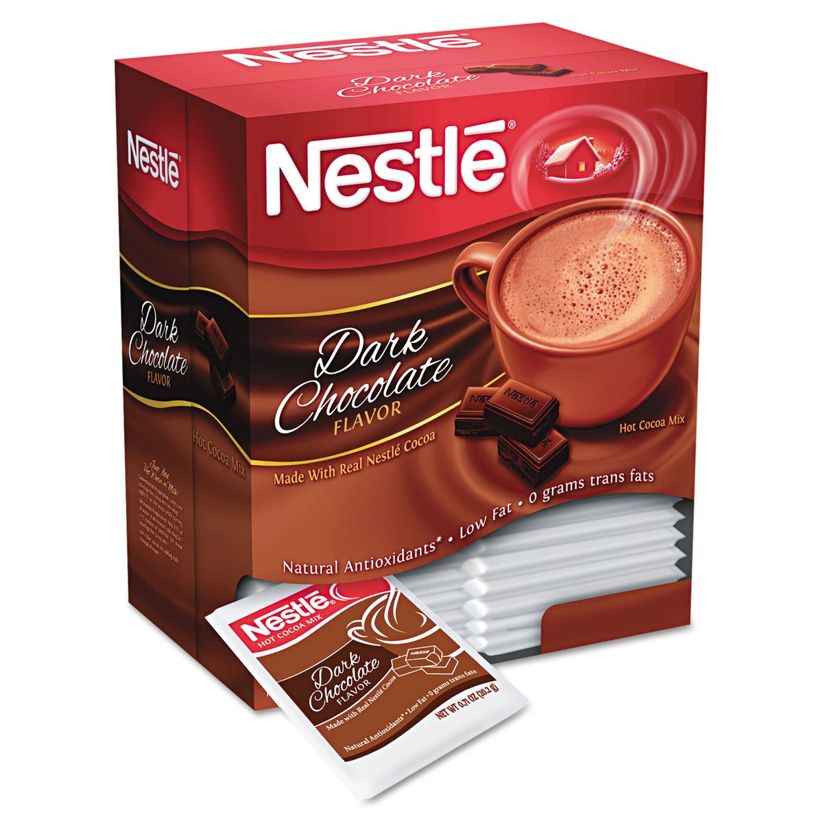 Nestlé dark chocolate hot cocoa single-serving packs for quick, comforting moments.