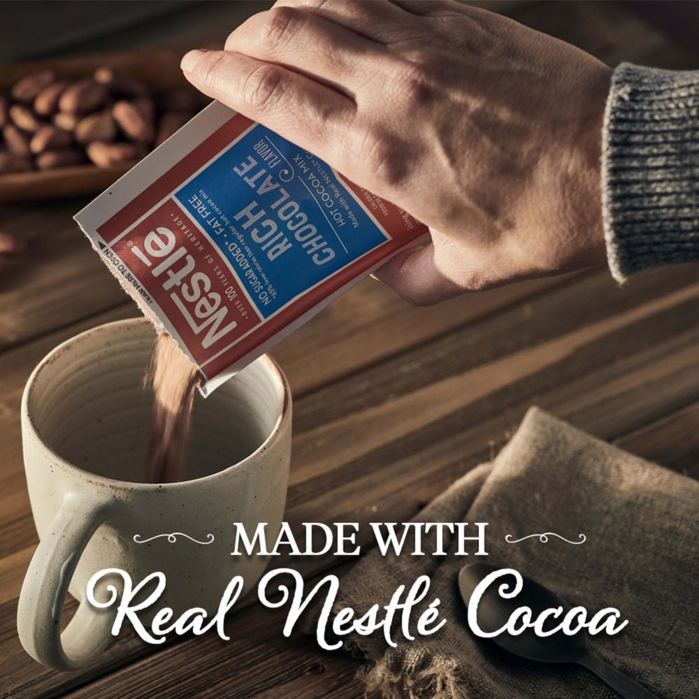 Nestle Hot Cocoa 30-pack sachets neatly arranged for quick, mess-free servings.