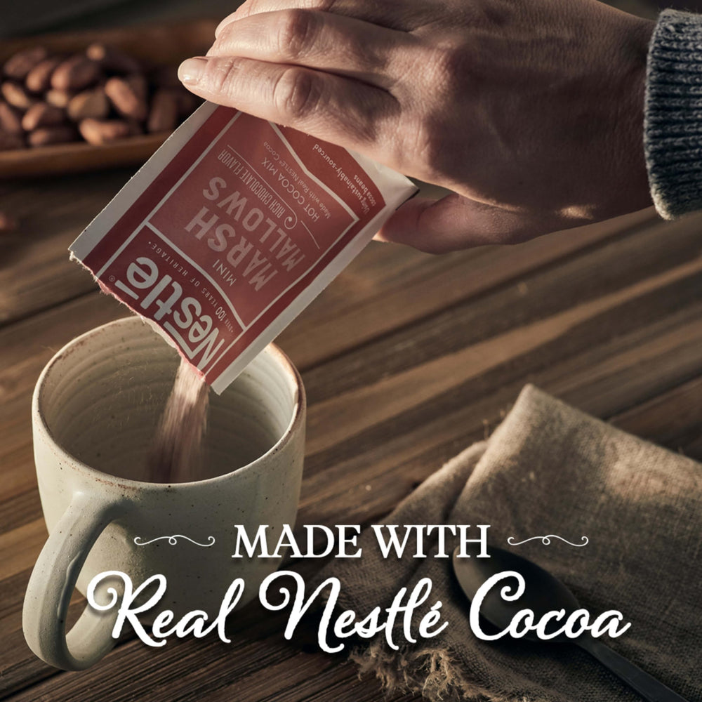 Nestle Hot Cocoa 50-count dispenser box keeps counters organized and ready for service