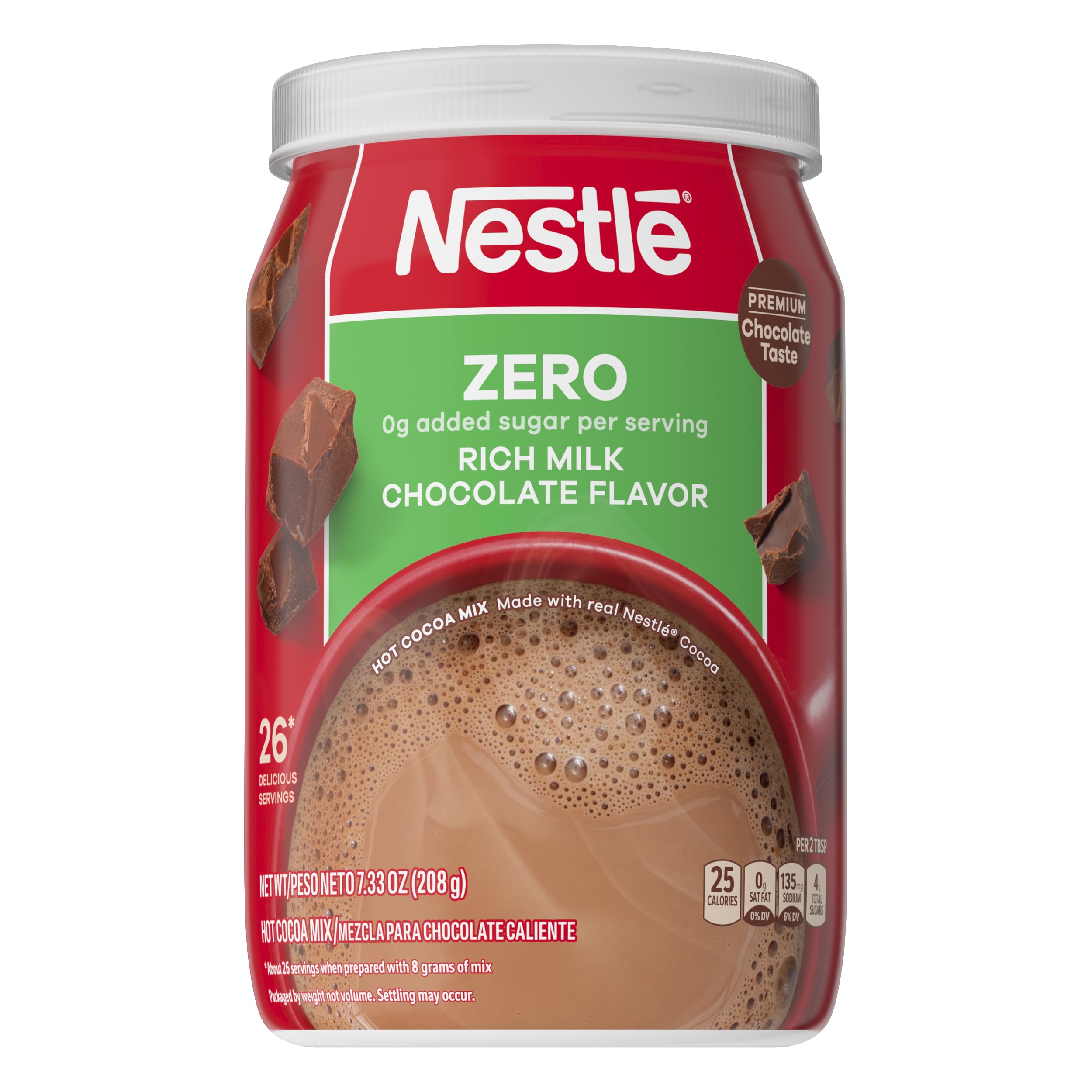 Nestle Hot Cocoa canister ready to mix for rich chocolate flavor.