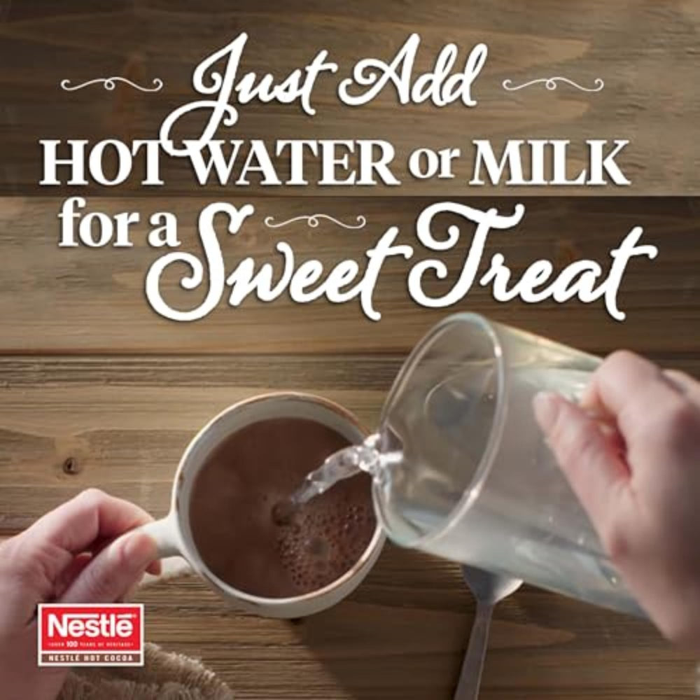Nestle Hot Cocoa cup prepared with hot water or milk in moments