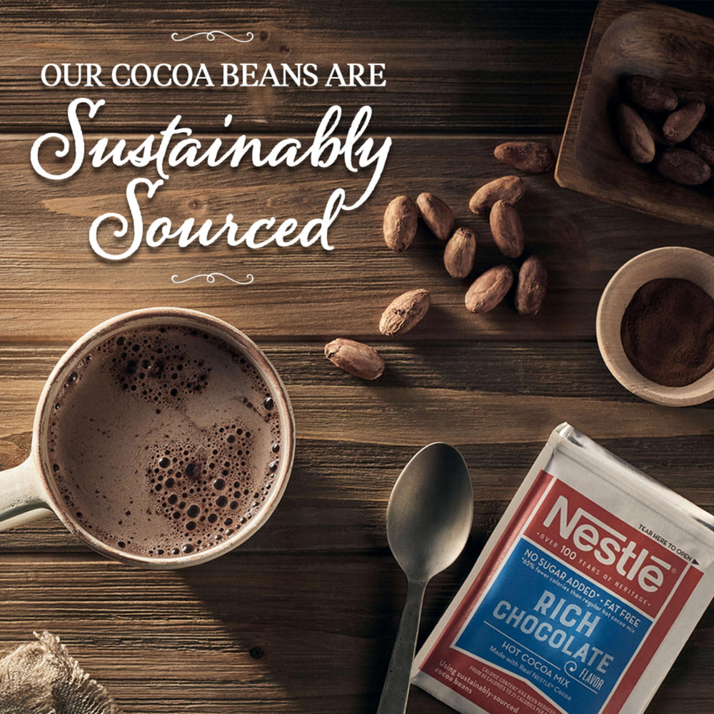 Nestle Hot Cocoa Kosher Dairy packaging indicates suitability for dairy-based drinks.