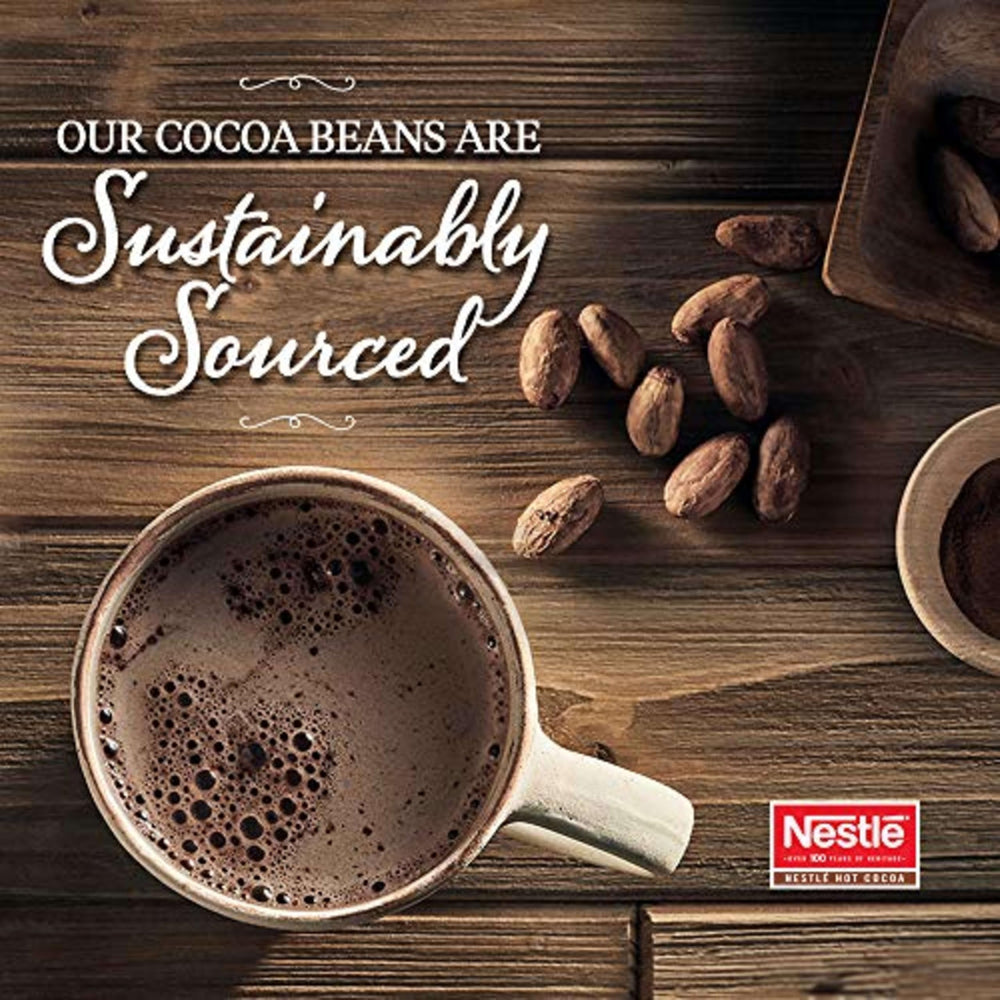 Cup poured with Nestlé Hot Cocoa prepared with hot water or milk.