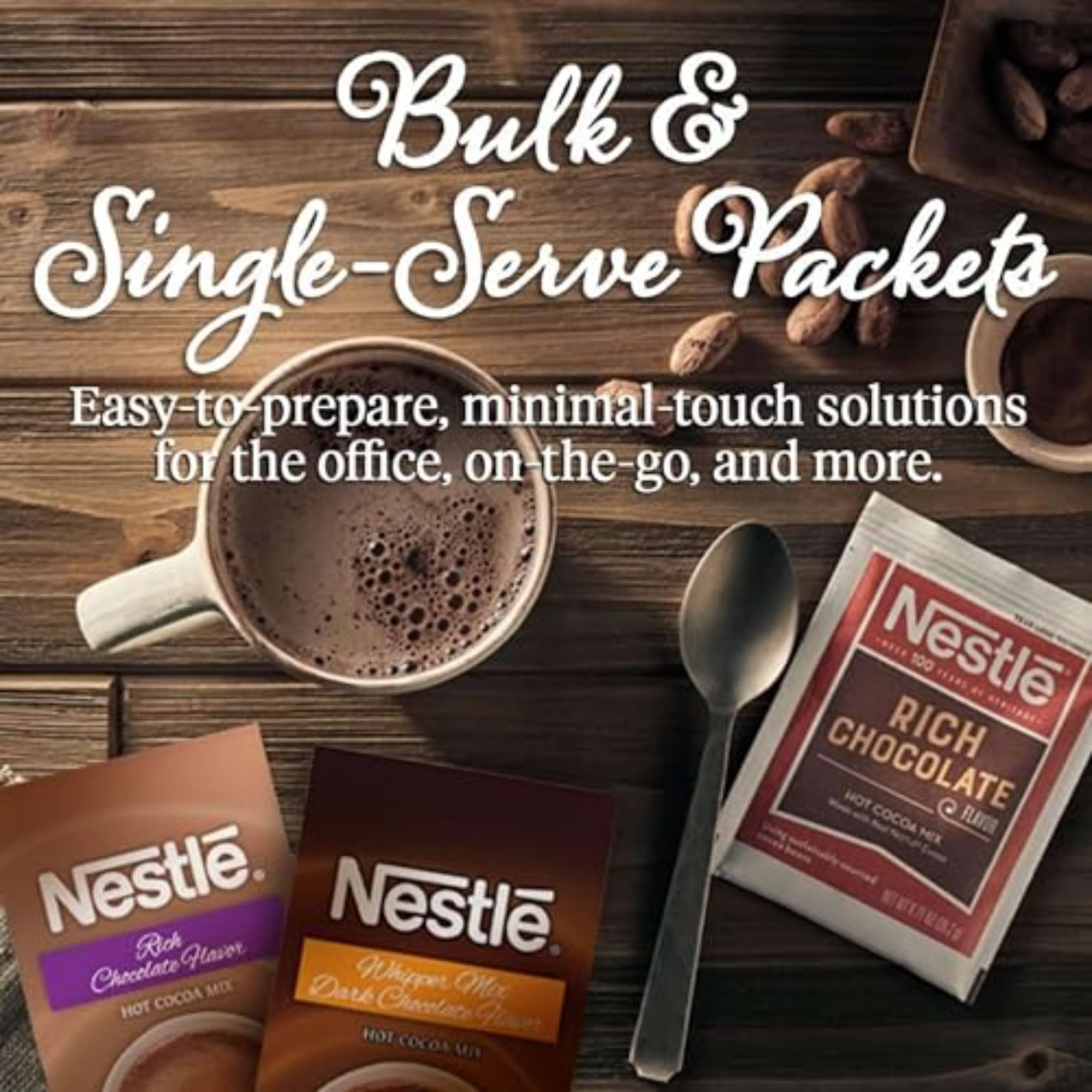 Nestle Hot Cocoa sachets displayed for fast, tidy serving
