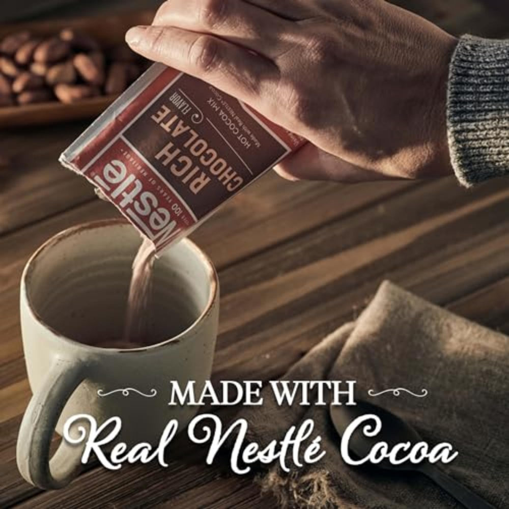 Nestle Hot Cocoa vanilla notes create a creamy cup ready in minutes