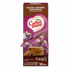 Nestle liquid coffee creamer salted caramel mini cups, convenient single-serve format for quick coffee