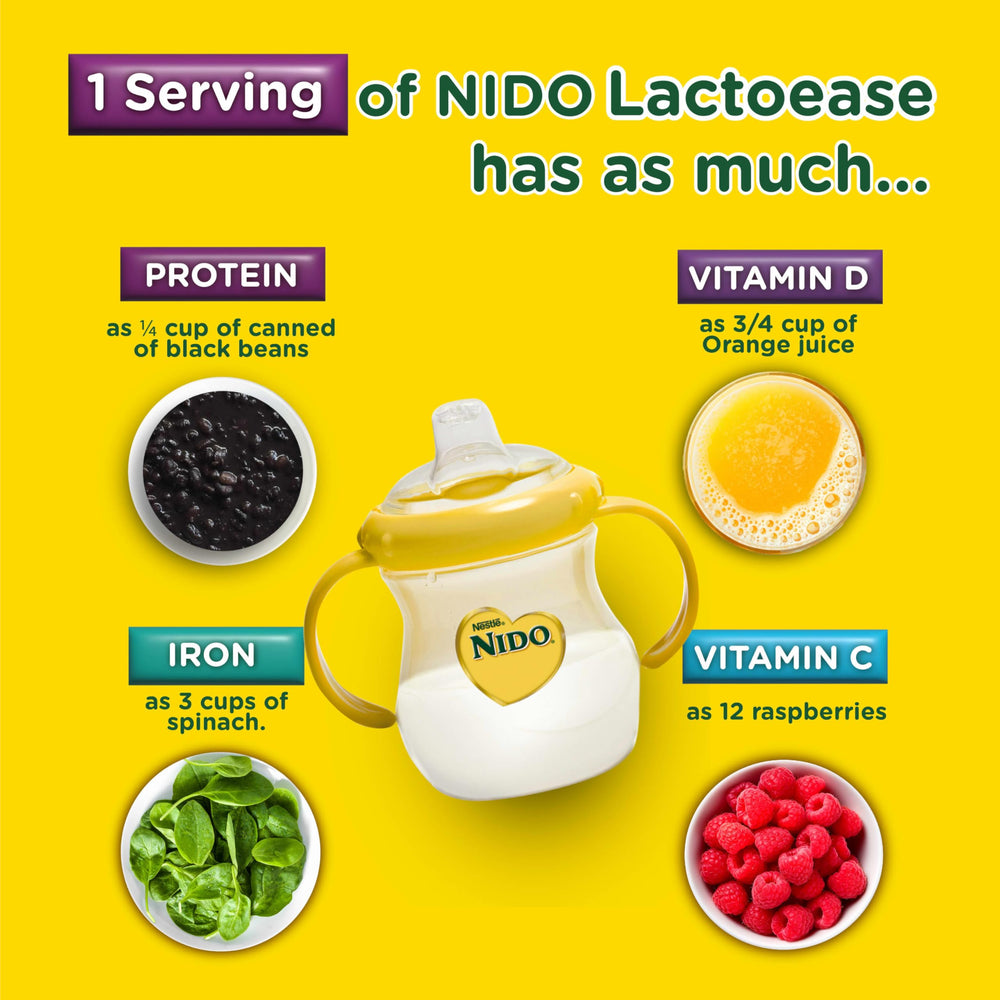 Preparing a cup of NIDO Lacto-Ease toddler milk.