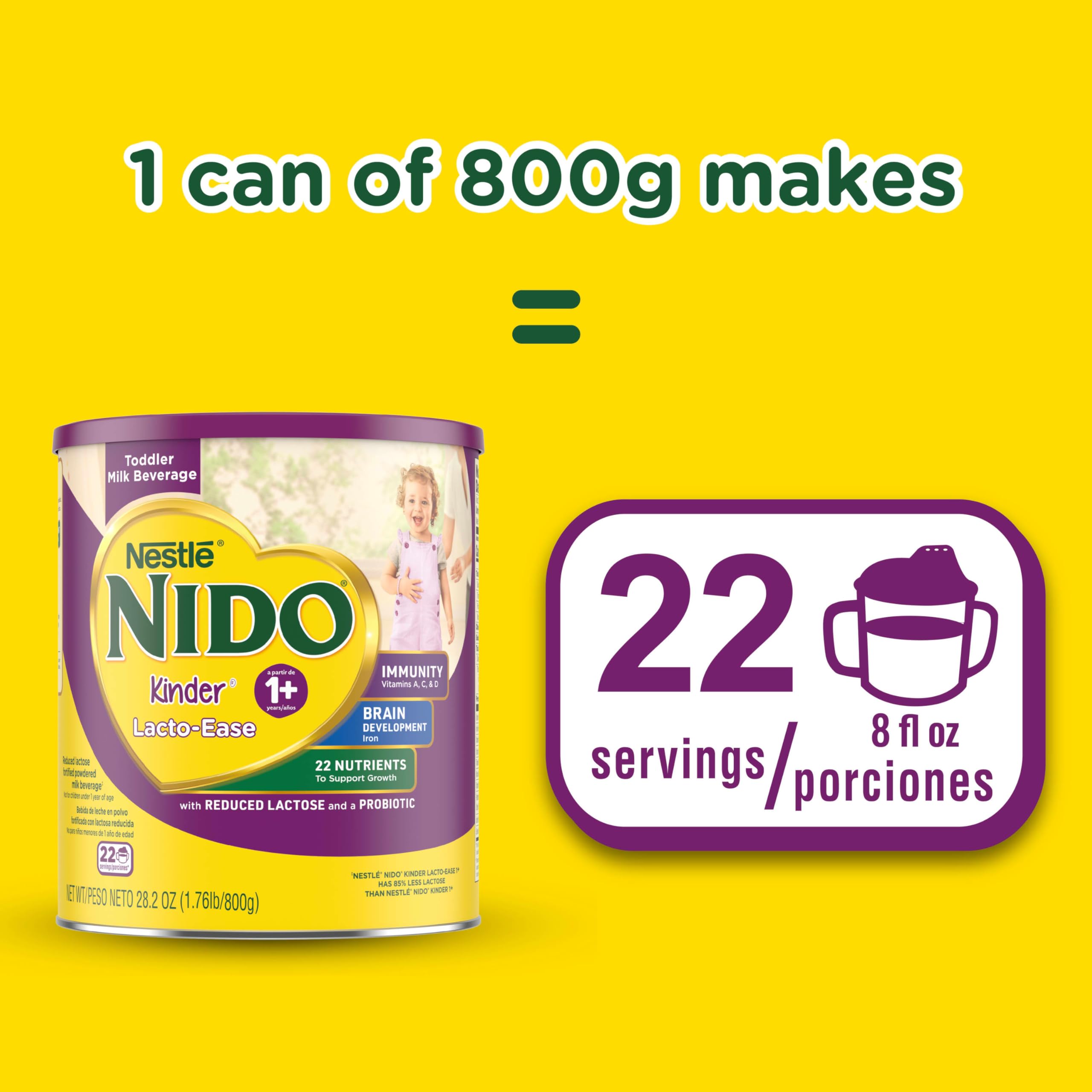 NIDO Lacto-Ease servings shown in the package.