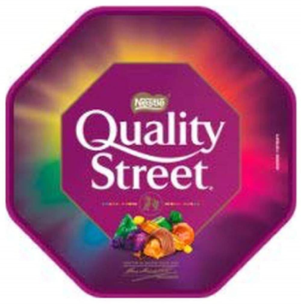 Nestle Quality Street tub with assorted chocolates ideal for sharing.