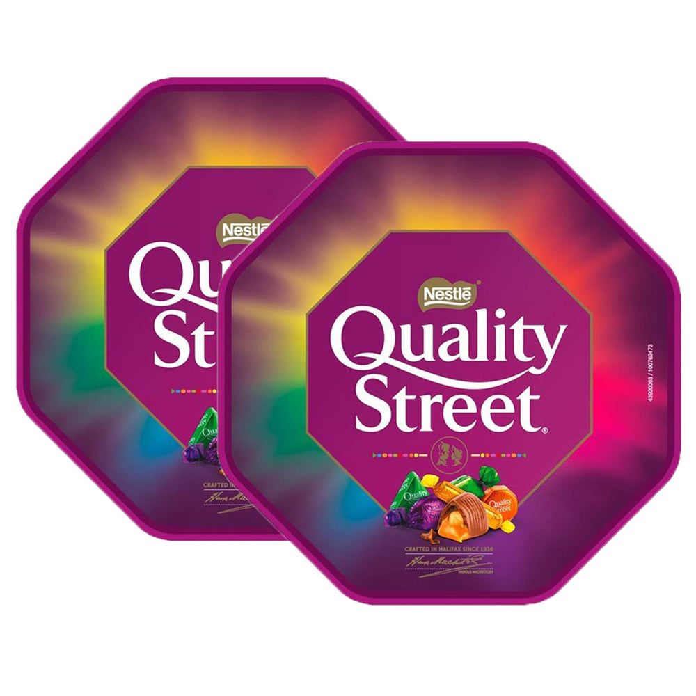 Nestle Quality Street tub unboxing image showing easy opening.