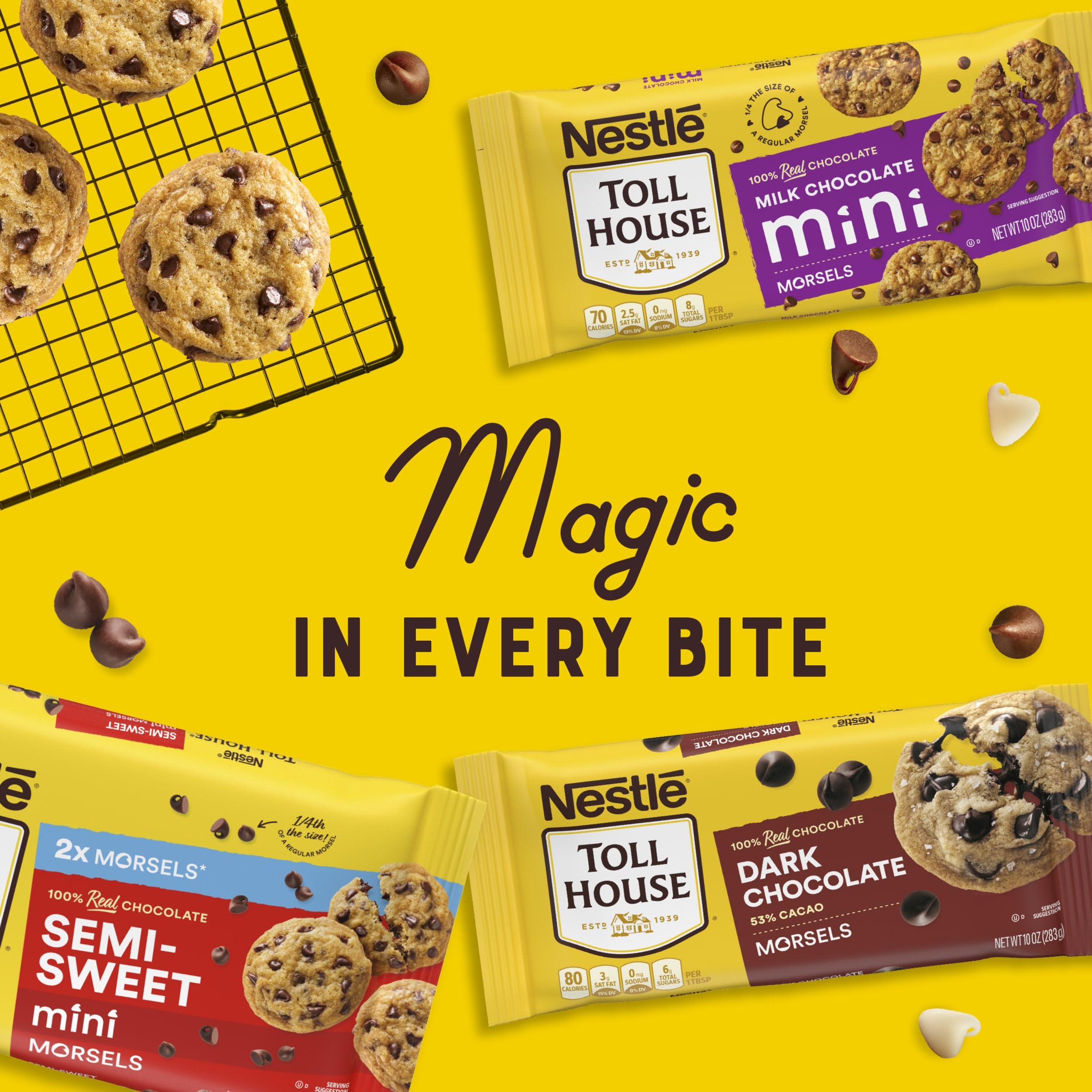 Nestlé Toll House gluten-free morsels on pantry shelf ready to bake