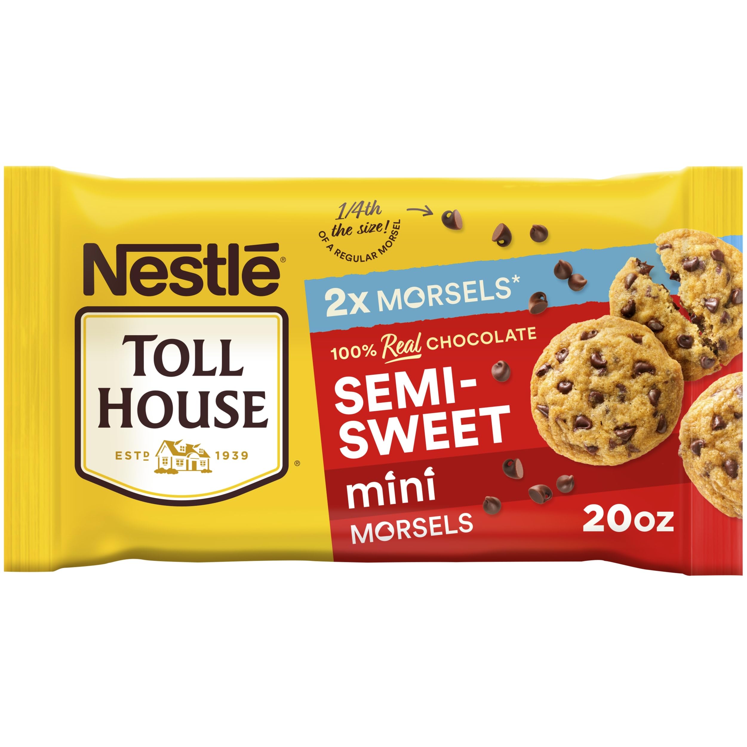 Nestlé Toll House semi-sweet morsels bag closeup, ideal for baking desserts