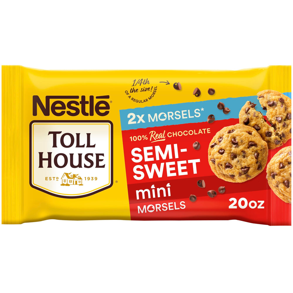 Nestlé Toll House semi-sweet morsels bag closeup, ideal for baking desserts