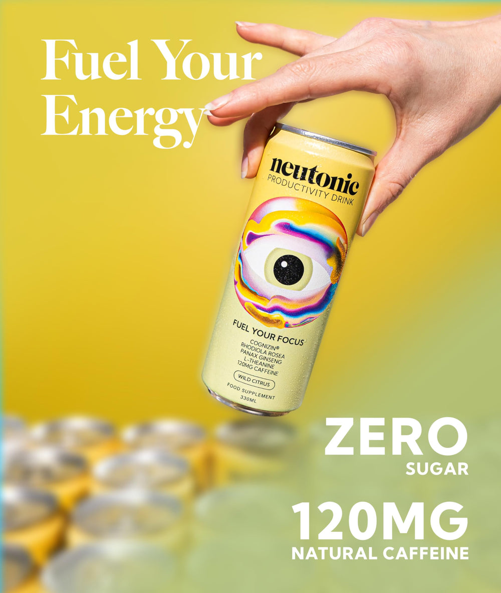 Neutonic can being poured for smooth, alert energy