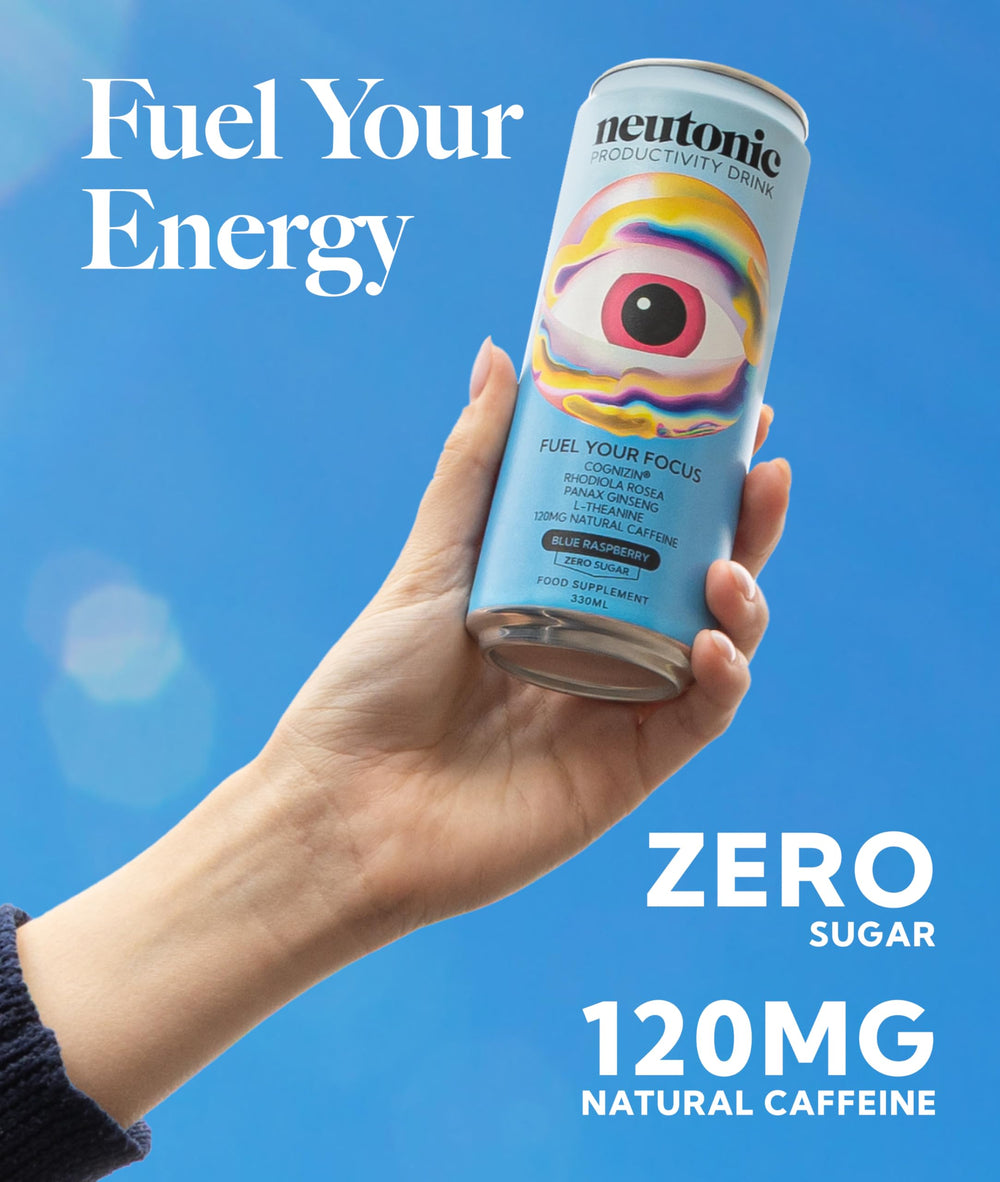Neutonic multipack branding on packaging reinforces its productivity drink claim.