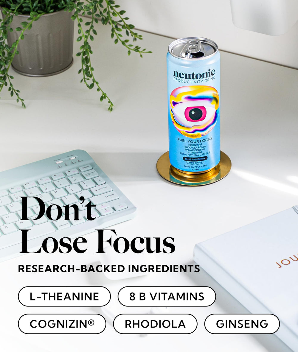 Neutonic nootropic ingredients spotlight beside bottle label for mental clarity potential.