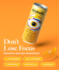 Neutonic Orange Sunrise can front view with crisp citrus branding and energy cue