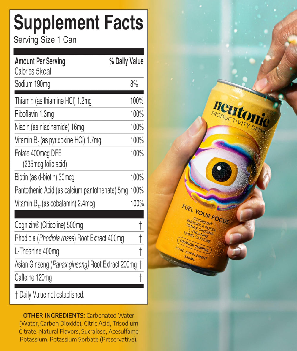 Neutonic Orange Sunrise pack back view highlighting packaging details and convenience