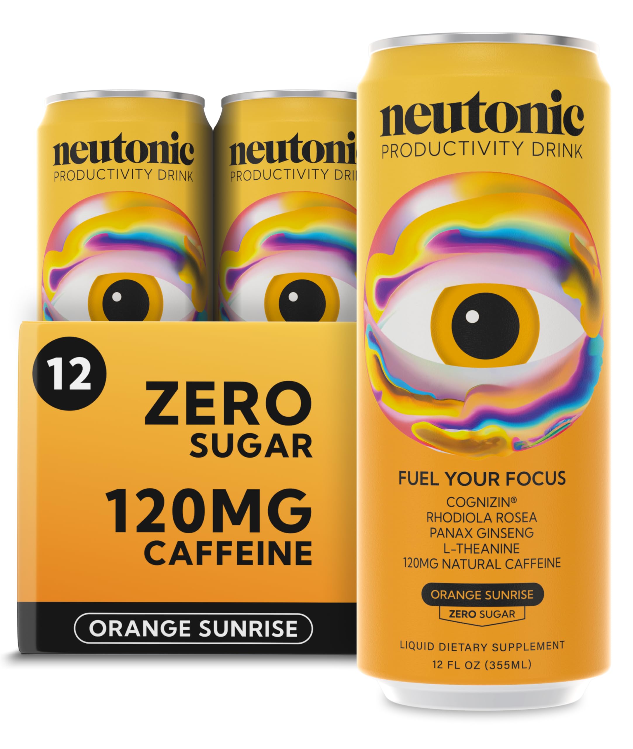 Neutonic Orange Sunrise pack front view showing the multipack for productive mornings