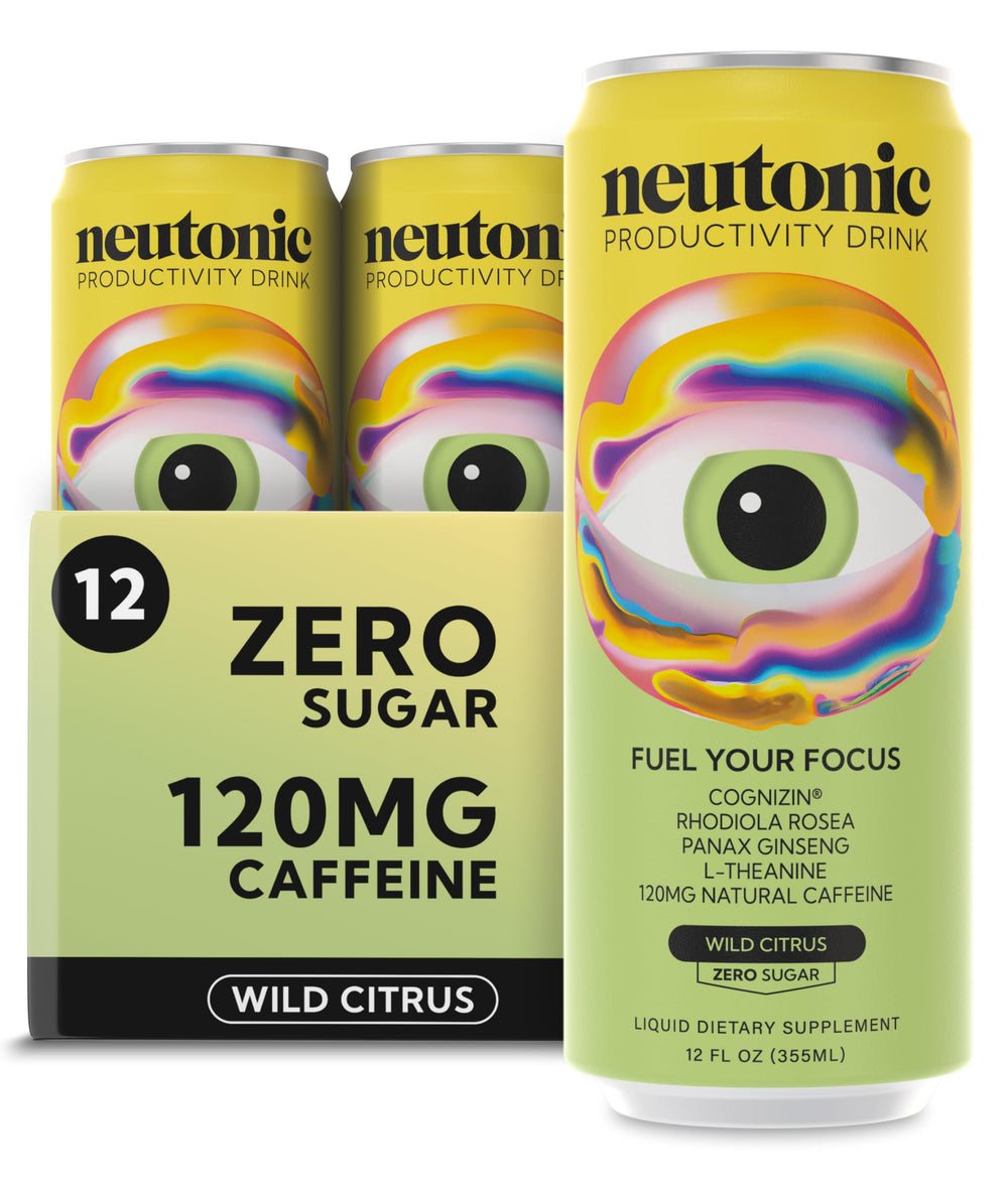 Neutonic Wild Citrus 12-pack on display, powering focus and sustained energy