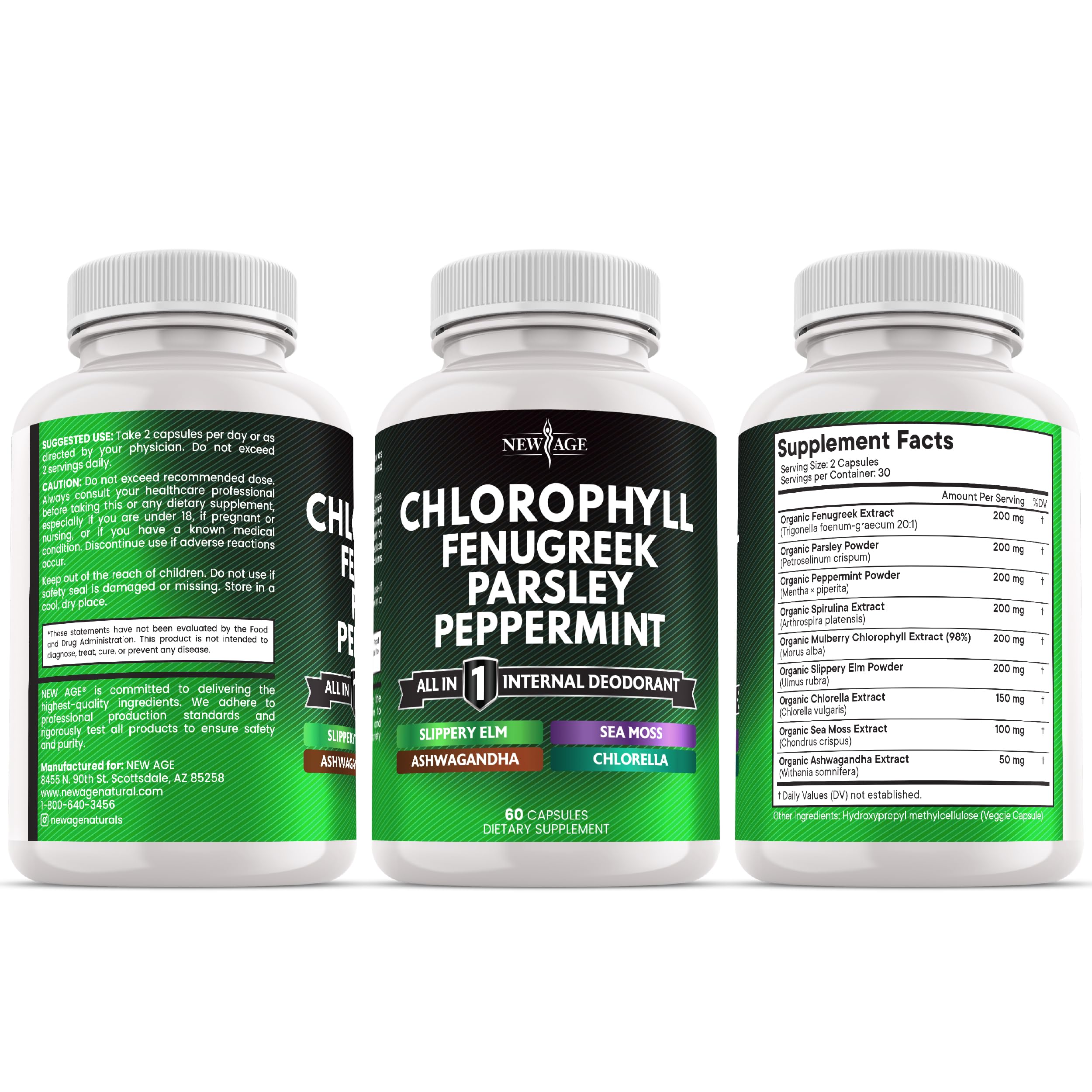 NEW AGE Chlorophyll Fenugreek Capsules parsley-rich formula supports daily wellness
