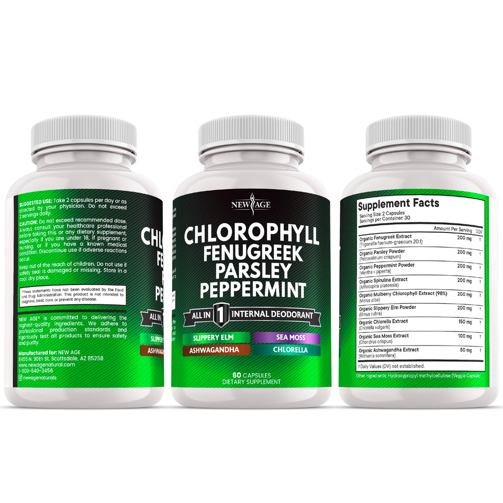NEW AGE Chlorophyll Fenugreek Capsules parsley-rich formula supports daily wellness