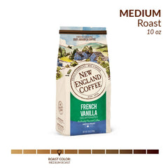 New England Coffee 100% Arabica beans emphasize premium taste and clean finish.