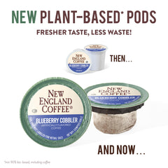 New England Coffee Blueberry Cobbler box shows the 12-count packaging.