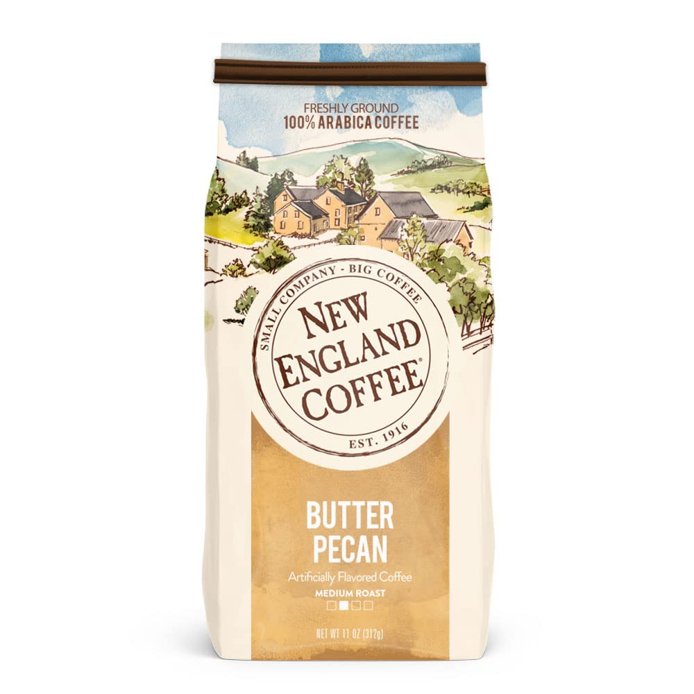 New England Coffee Butter Pecan 11oz bag rich buttery aroma